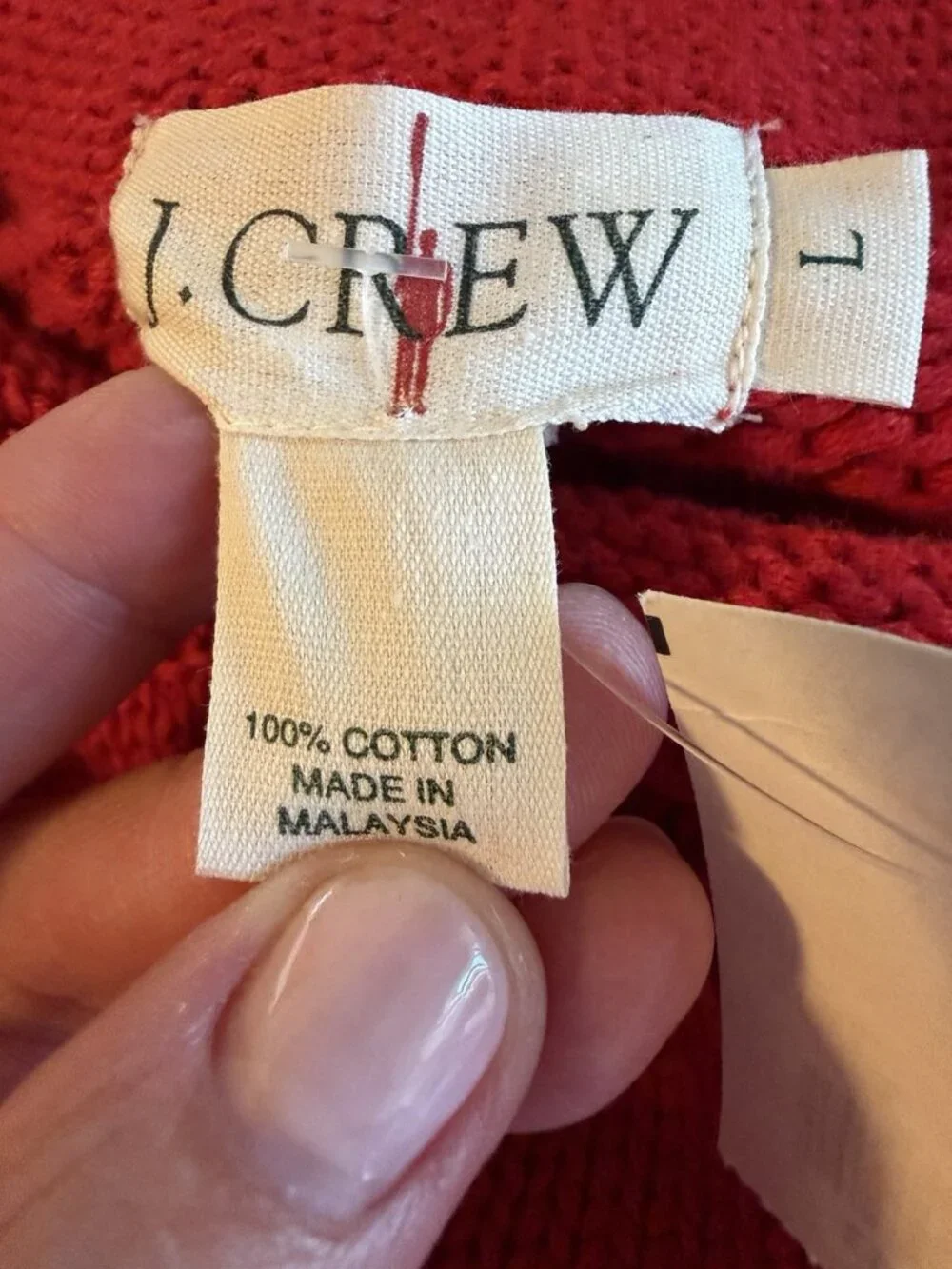 NEW Vintage 90s Deadstock J CREW red rollneck cotton preppy sweater L 1988